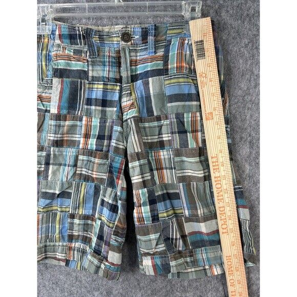 Childrens Place Plaid Patchwork Shorts Boy's Size 12 Button Waist - Picture 6 of 8